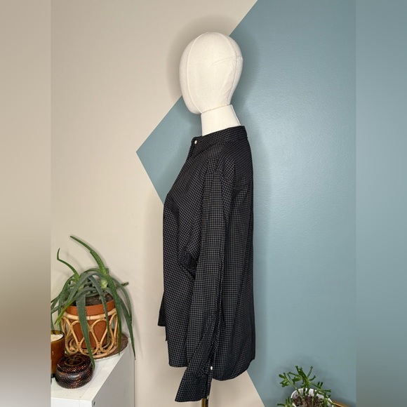 Lauren Ralph Lauren Women’s Black Grid Check Button Down Blouse Size L - Picture 3 of 13